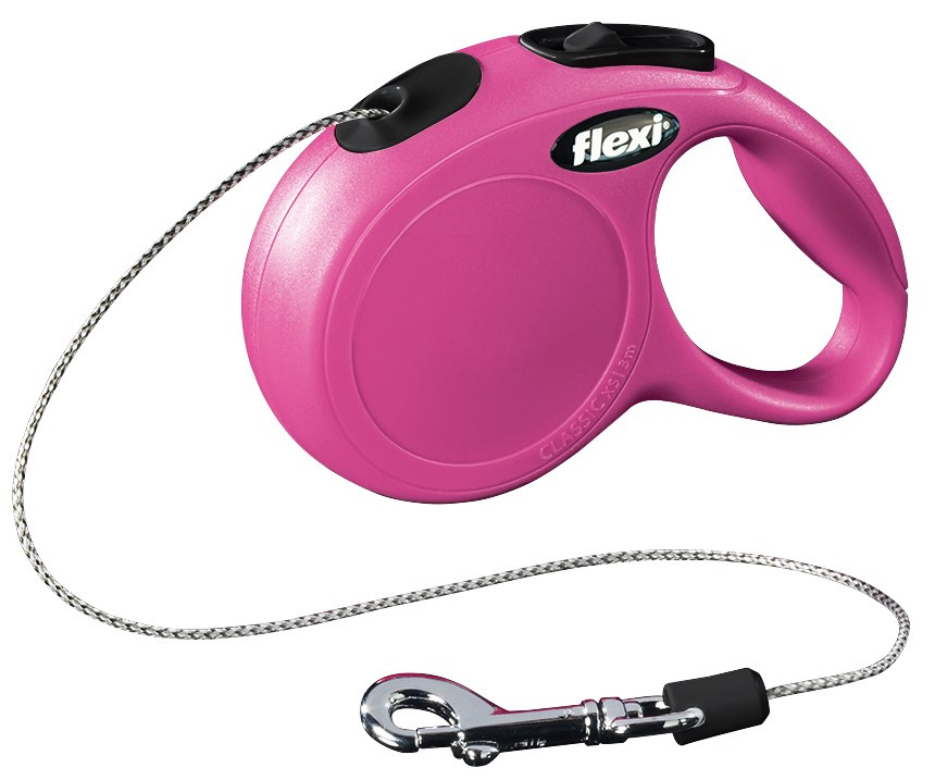 Vodítko Flexi Classic XS 3m (max 8kg) lanko růžová