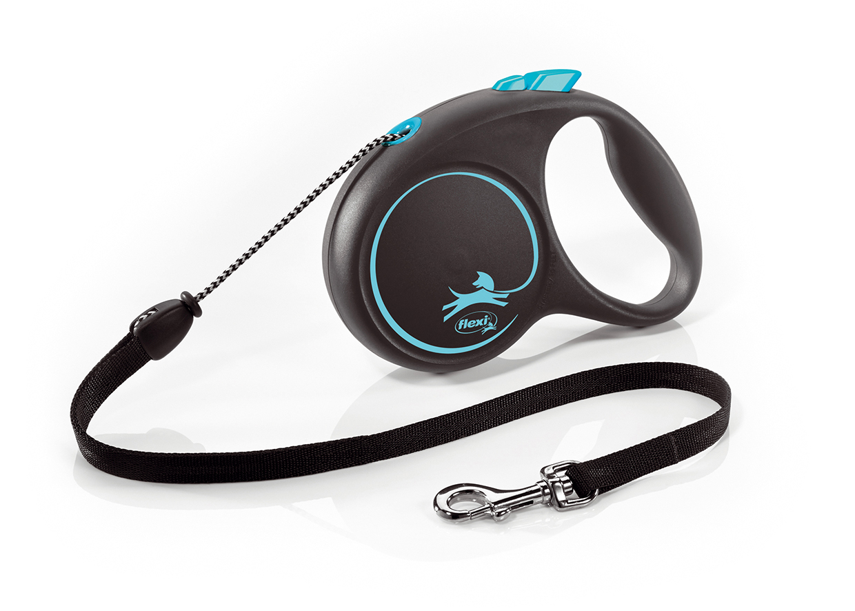 Vodítko Flexi Design M 5m (max 20kg) lanko modré puntíky