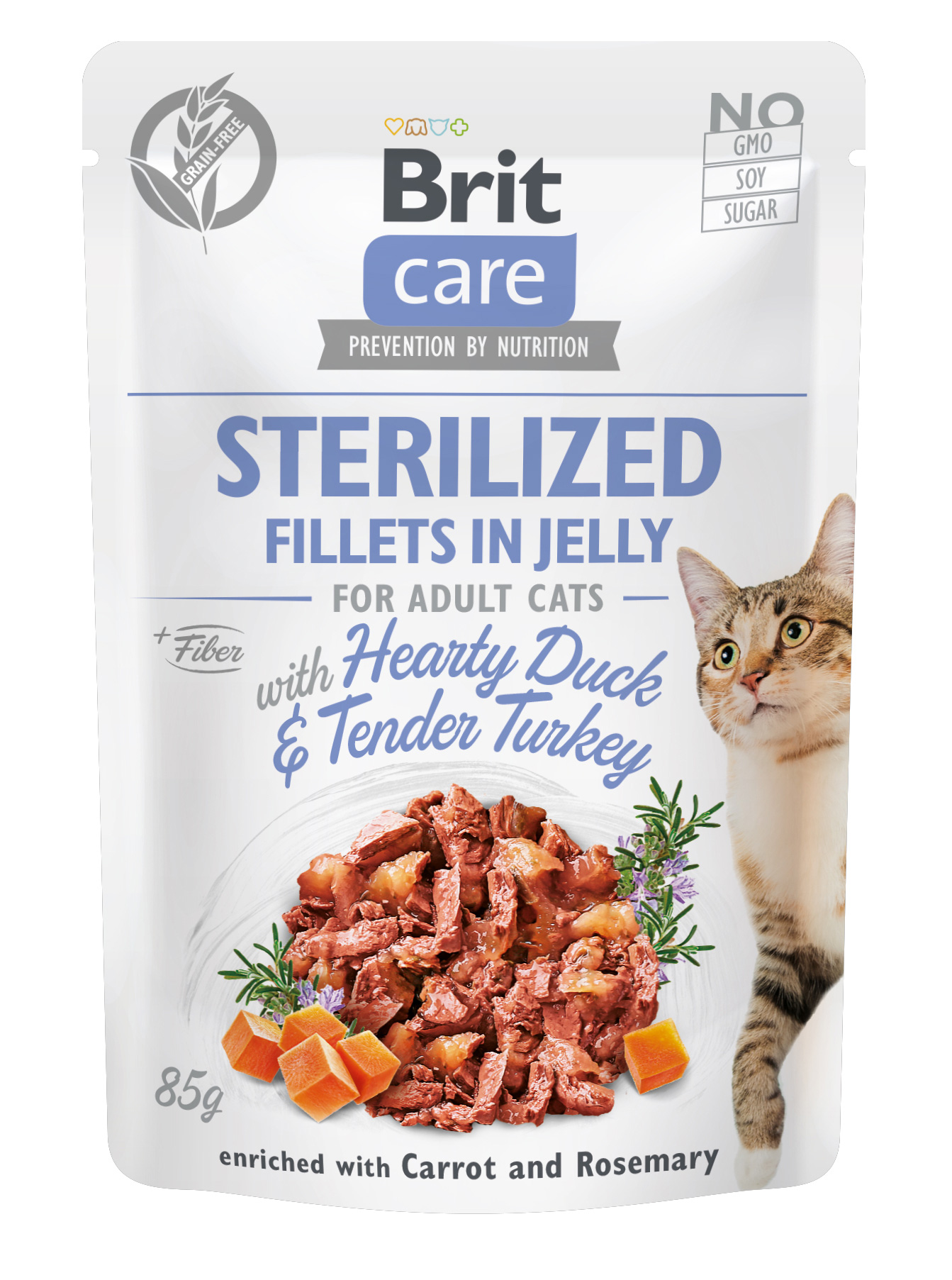 Brit Care Cat Sterilized. Fillets in Jelly with Hearty Duck &amp; Tender Turkey 85g