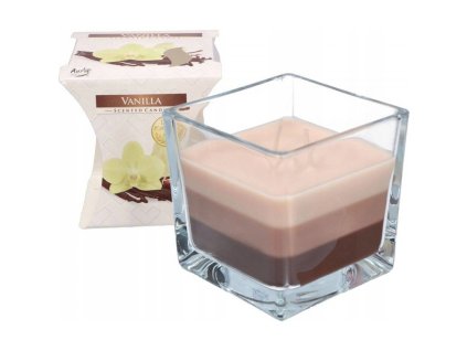 BISPOL Vonná svíčka tříbarevná Vanilka 170 g