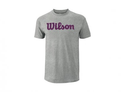 pánské tričko Wilson M Script Cotton Tee Heather Gr/Purple