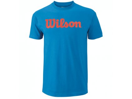pánske tričko Wilson Script Cotton Tee Heather Blithe/Hot Coral
