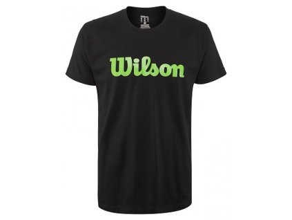 pánské tričko Wilson M Script Cotton Tee Black/Blade Gree
