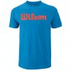 pánské tričko Wilson M Script Cotton Tee Heather Blithe/Hot Coral