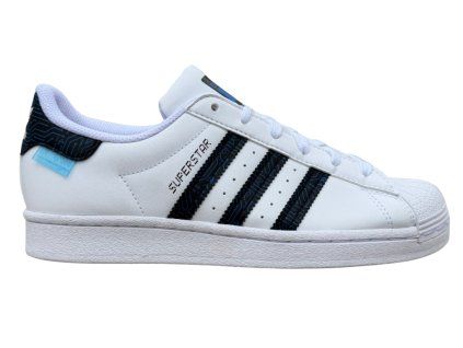 adidas Superstar White Black Blue Logo Gradient