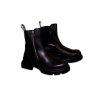 KARL LAGERFELD TREKKA MAX NFT ZIP STRETCH BOOT BLACK PU W/SILVER