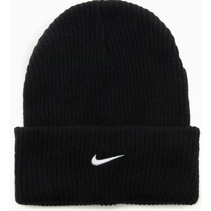 Nike Peak Beanie Swoosh F24 Black Cuff-Pánská zimní čepice (Velikost UNI)