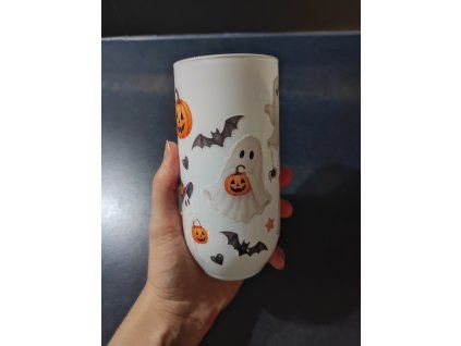 Bílá sklenička Halloween