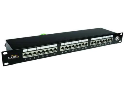 solarix patch panel cat6 24 x rj45 stp cerny 1u ien124874