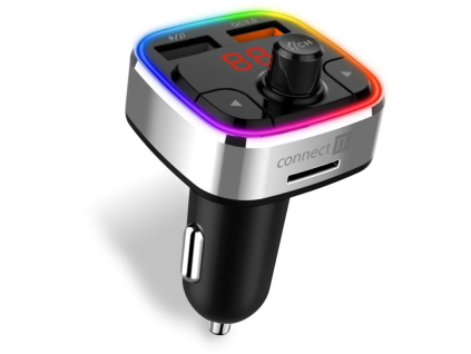 connect it carrgb bezdratovy fm transmitter 2xusb microsd stribrny ien382370