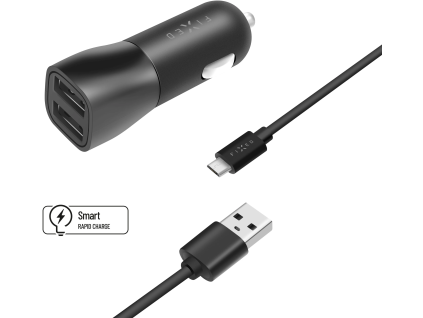 set autonabijecky fixed s 2xusb vystupem a usb micro usb kabelu 1 metr 15w smart rapid charge cerna ien451945