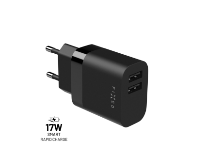 sitova nabijecka fixed s 2xusb vystupem 17w smart rapid charge cerna ien578610