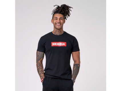 Pánske tričko Basic Black - NEBBIA (Veľkosť XL)