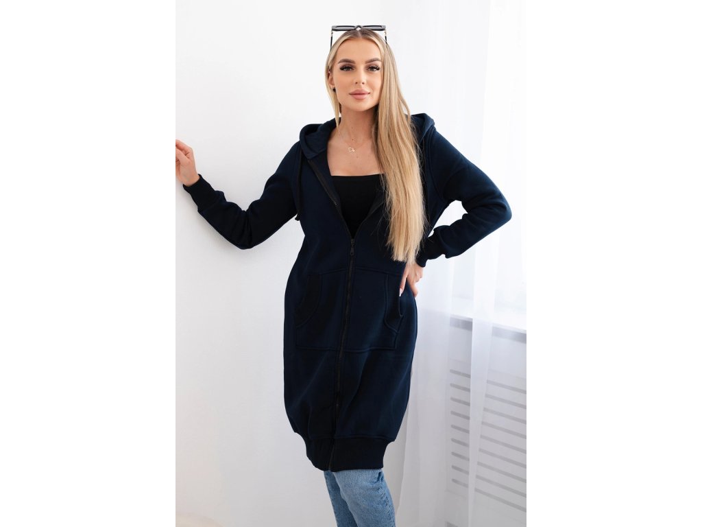 Dlhá mikina s kapucňou Venita tmavá modrá (Veľkosť Univerzálna)