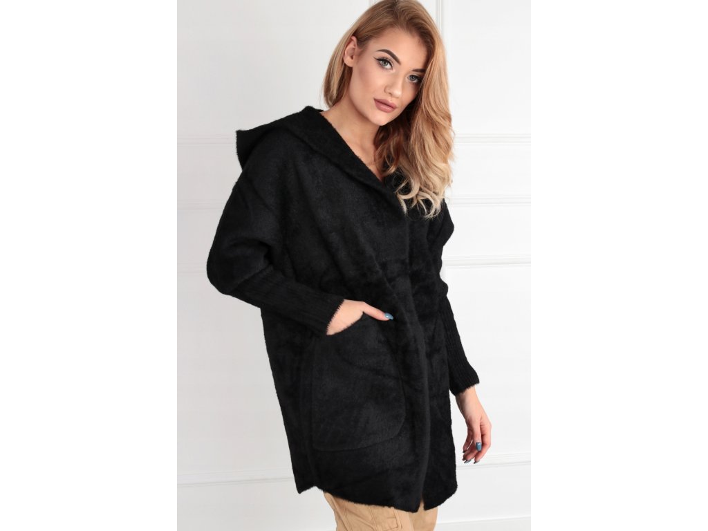 Dámsky vlnený kabát z alpaky Carolyn čierny - TENTATION.SK