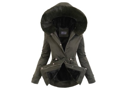 11586 damska zimna bunda parka 6102 kaki