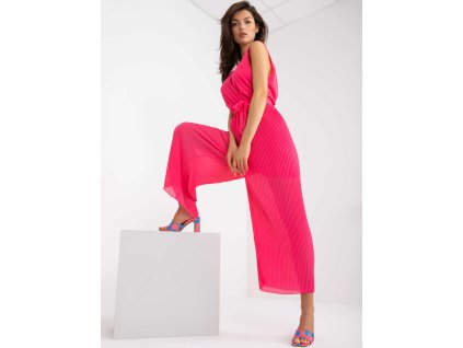 damsky plisovaný overal ružový-elegantný, letný, moderný