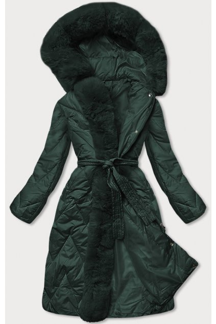 Dámska dlhá zimná bunda s kapucňou FM11-3 zelená