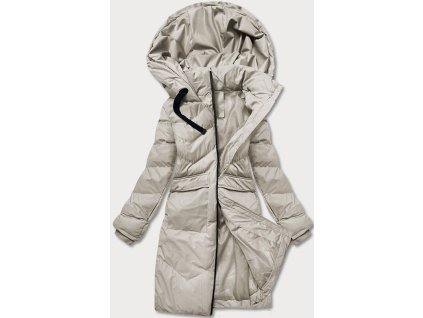 Dámska dlhá zimná bunda s kapucňou 5M735 béžová