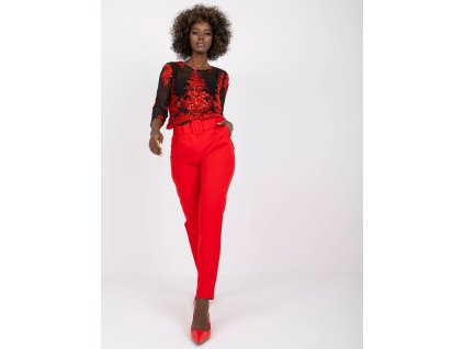 pol pl Czerwone spodnie eleganckie z paskiem Giulia 383643 2