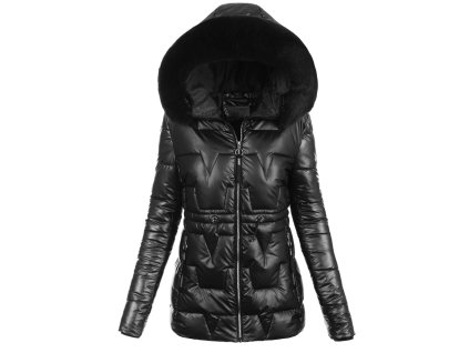 Dámska zimná bunda s kapucňou 8023 čierna