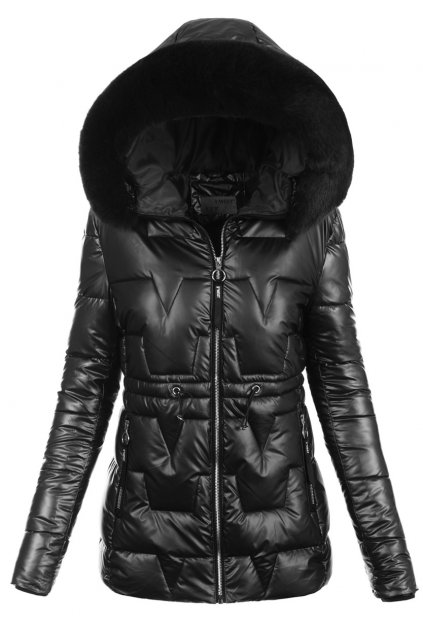 Dámska zimná bunda s kapucňou 8023 čierna