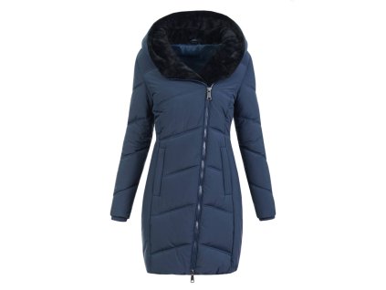 Dámska dlhá zimná bunda s kapucňou 8030 modrá