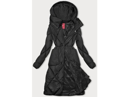 Dámska dlhá zimná bunda s kapucňou 23021 čierna