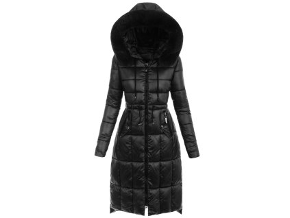 Dámska dlhá zimná bunda s kapucňou 8226 čierna