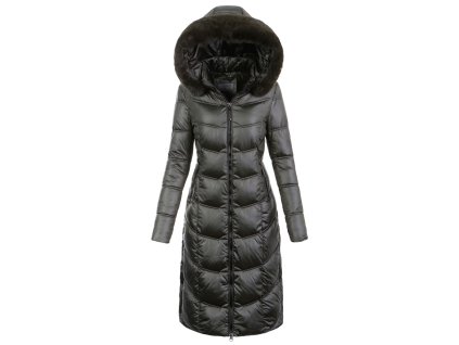 Dámska dlhá zimná bunda s kapucňou 8231 kaki