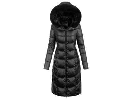 Dámska dlhá zimná bunda s kapucňou 8230 čierna