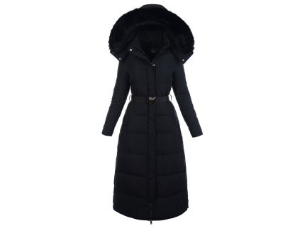 Dámska dlhá zimná bunda s kapucňou 7904 čierna