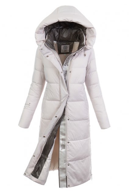 Luxusná dámska dlhá zimná bunda s kapucňou 7930 béžová