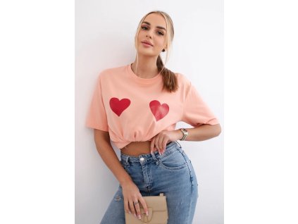 Dámske tričko s krátkym rukávom Láska marhuľová (Veľkosť Univerzálna)