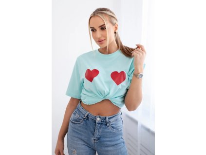 Dámske tričko s krátkym rukávom Láska bledá mätová (Veľkosť Univerzálna)