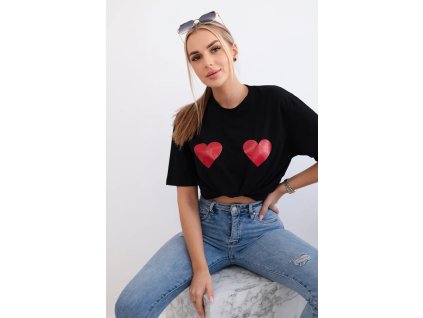 Dámske tričko s krátkym rukávom Láska čierna (Veľkosť Univerzálna)