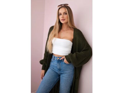 Dámsky dlhý kardigan Idda kaki (Veľkosť Univerzálna)