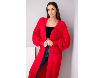 Dámsky dlhý kardigan Idda červená (Veľkosť Univerzálna)