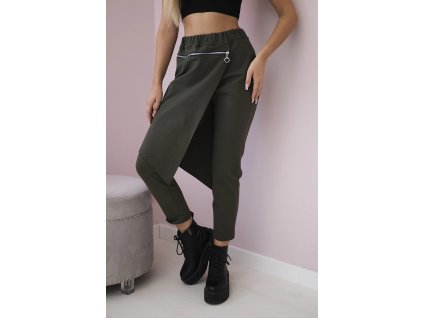 Dámske nohavice so zipsom Newy kaki (Veľkosť Univerzálna)