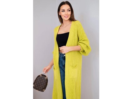 Dámsky dlhý kardigan Idda pistáciová (Veľkosť Univerzálna)