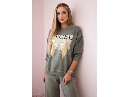 Dámska tepláková súprava Angel kaki (Veľkosť Univerzálna)