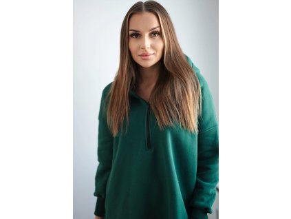 Dlhá mikina s kapucňou Hanes tmavázelená (Veľkosť Univerzálna)