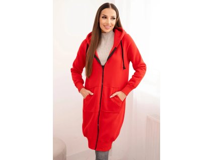 Dlhá mikina s kapucňou Venita Červená (Veľkosť Univerzálna)