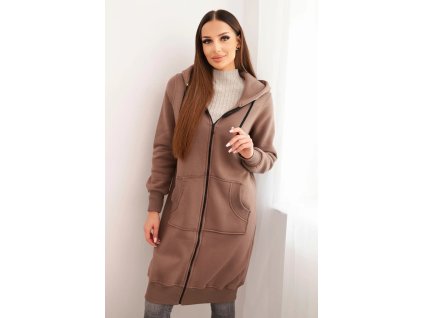 Dlhá mikina s kapucňou Venita mocca (Veľkosť Univerzálna)