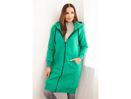 Dlhá mikina s kapucňou Venita zelená (Veľkosť Univerzálna)
