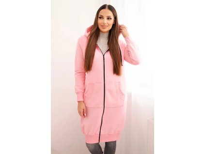Dlhá mikina s kapucňou Venita svetloružová (Veľkosť Univerzálna)