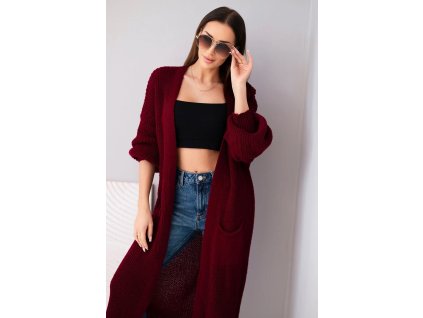 Dámsky dlhý kardigan Idda bordová (Veľkosť Univerzálna)