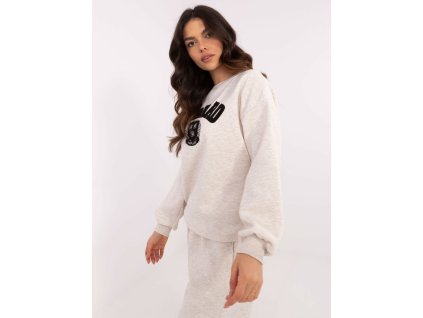 Dámska oversize mikina s nápisom EM-BL-617-16.01X-bledá béžová