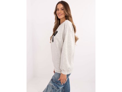 Dámska oversize mikina s nápisom EM-BL-617-16.01X-bledá šedá (Farba bledá šedá, Veľkosť univerzálna)