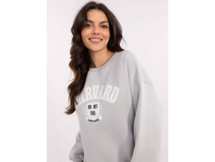 Dámska oversize mikna s nápisom EM-BL-617-16.01X-šedá (Farba šedá, Veľkosť univerzálna)